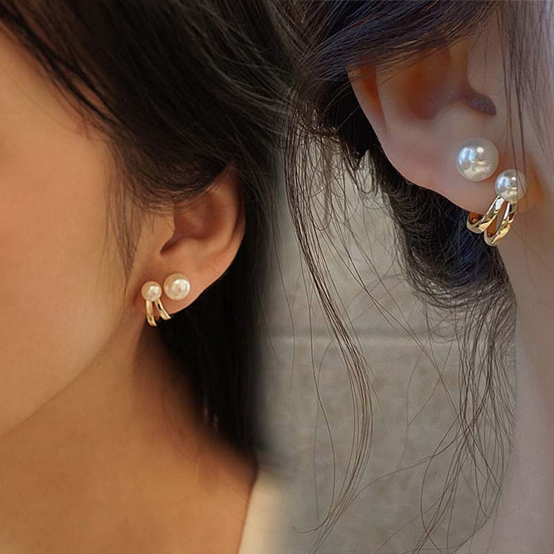 Khuyên Tai Mạ Bạc 925 Đính Ngọc Trai Nhân Tạo Thời Trang