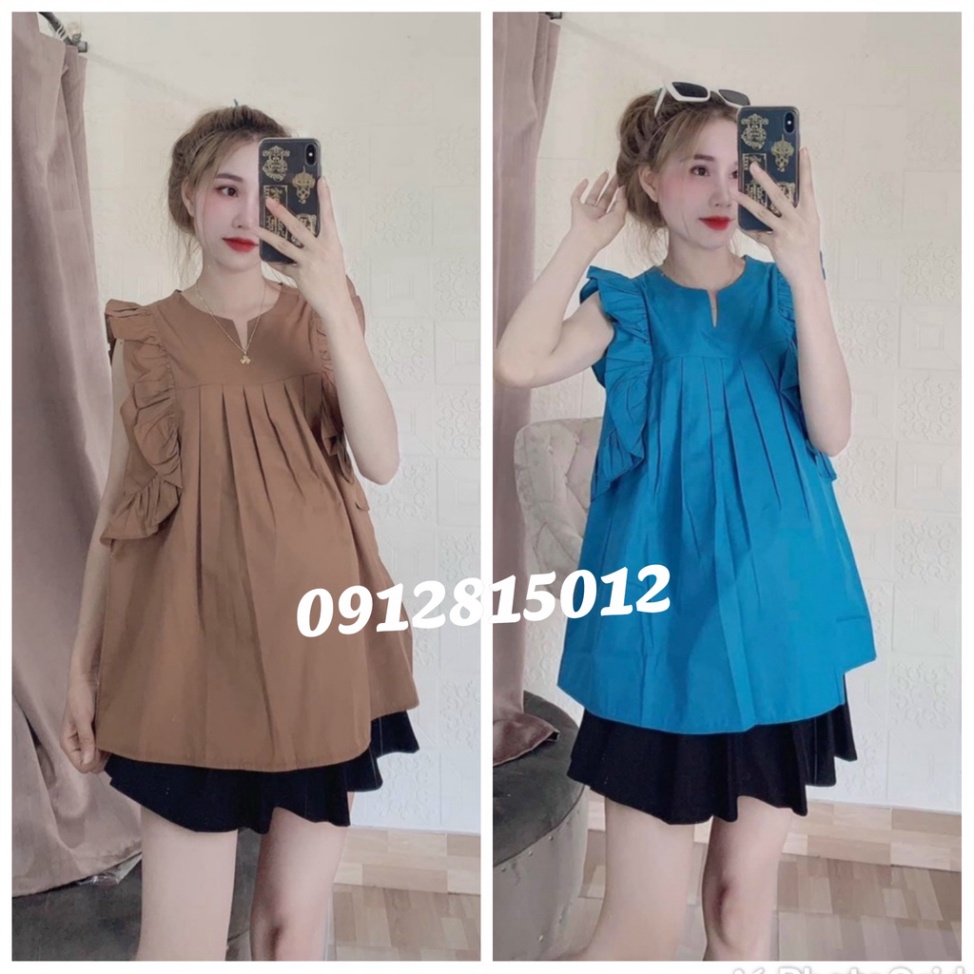 Áo bầu thiết kế mẫu mới xếp ly bèo vai - HT-KidsMomy Cam Kết Uy Tín
