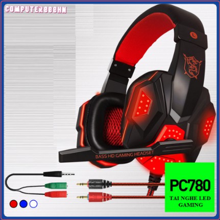 Tai nghe chụp tai Plextone PC780 đèn LED Có Mic, tai nghe gaming pc780 đẳng cấp
