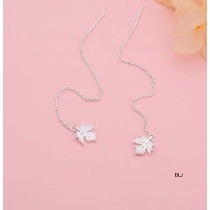 Bông tai nữ bạc ta - khuyên tai lá dài xinh xắn bibi silver