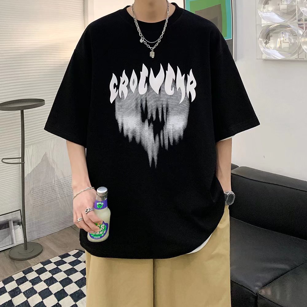 Áo Thun Tay Ngắn Dáng Rộng In Chữ Phong Cách Nhật Bản Thời Trang Mùa Hè Cho Nam Và Nữ