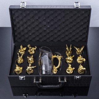 Bộ ly 12 con giáp cực độc đáo cao cấp hộp da 2 khoá cao cấp