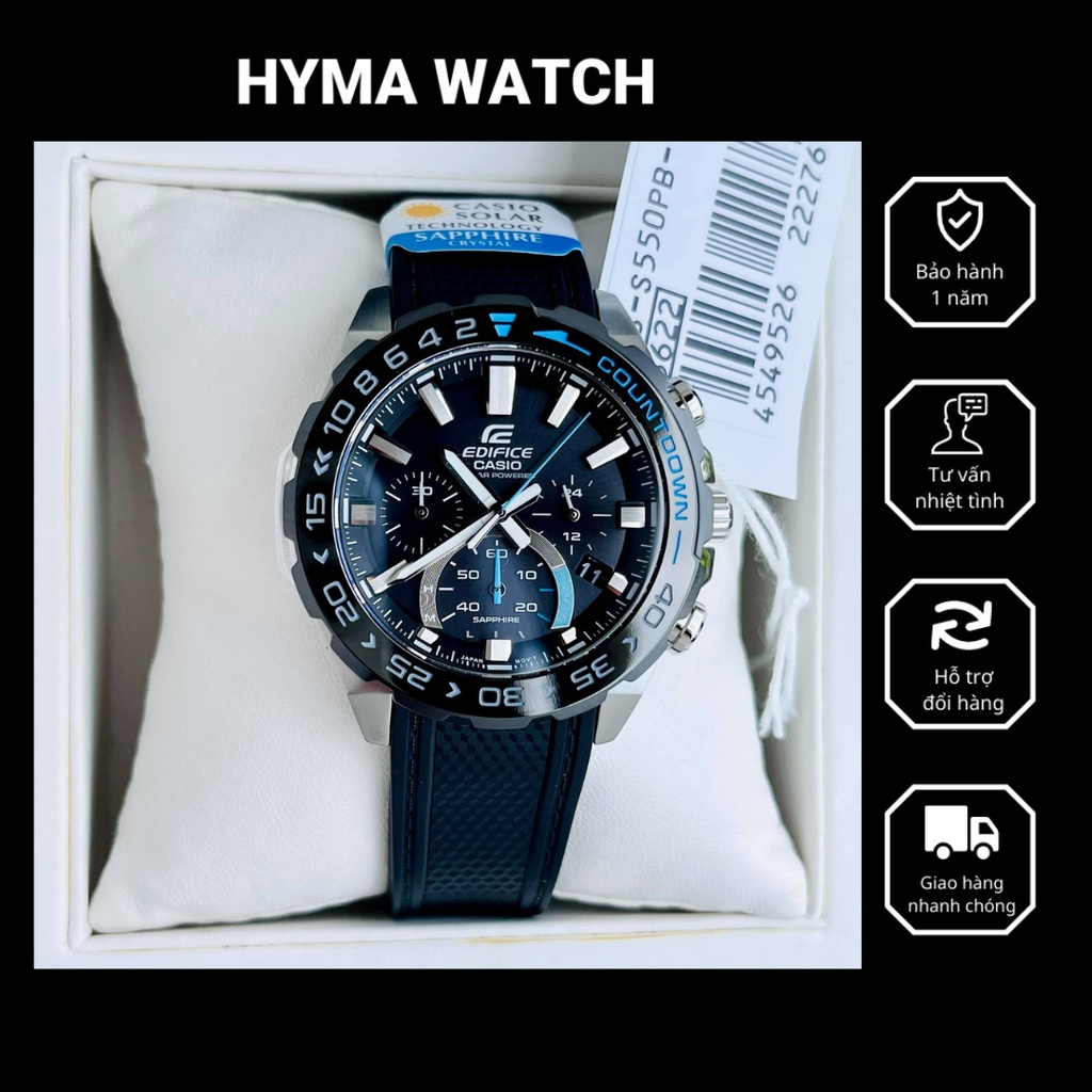 Đồng hồ nam máy pin năng lượng mặt trời kính Sapphire Casio Edifice EFS-S550PB-1A Bảo hành 5 năm Hyma watch