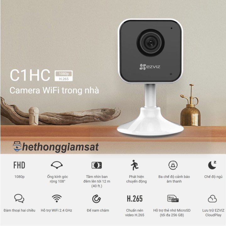 [Giá Sốc] Camera WIFI EZVIZ C1HC H.265 1080P 2MPx (Phiên Bản Cao Cấp), Nhỏ Ngọn, Sắt Nét, Hàng Chính Hãng, Bảo Hành 24Th | BigBuy360 - bigbuy360.vn