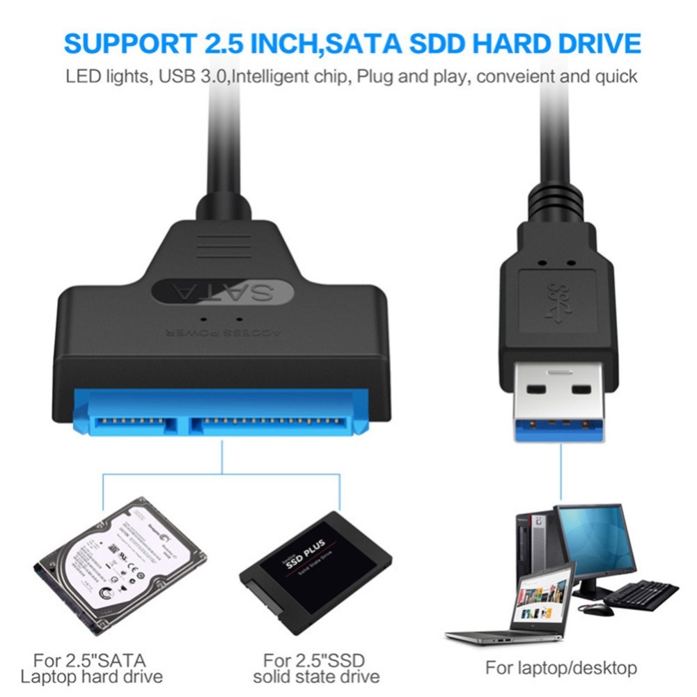 Aubess Sata 3 To Usb 3.0 Cáp Máy Tính Connectorscable Sata To Usb Adapter 6 Gbps 2.5 Inch Bên Ngoài Ổ Cứng Ssd Hdd 22 Pin Cáp Sata Iii