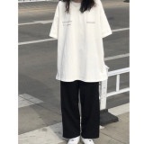 Set quần culottes sọc caro áo thun Silence ⚡ Casper.Store | FREESHIP | ⚡ Bộ quần dài ống rộng kèm phông tay lỡ oversize