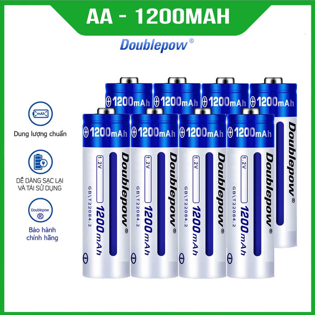 [Hàng chuẩn] Pin AA sạc lại Doublpow dung lượng 1200mAh - Mua lẻ hoặc cả hộp