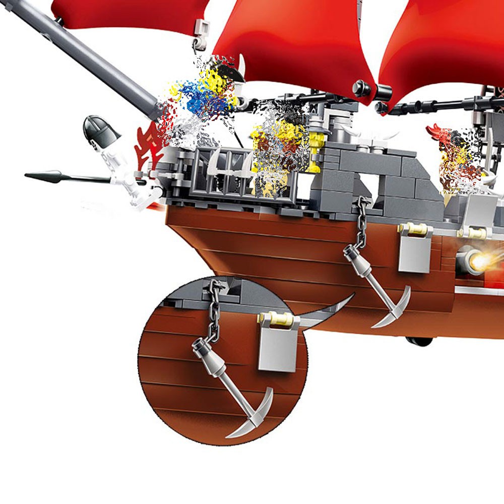 Đồ chơi Lắp ráp giáo dục Mô hình Wange 53041 Black Beard Pirate Ship Tàu cướp biển Râu đen