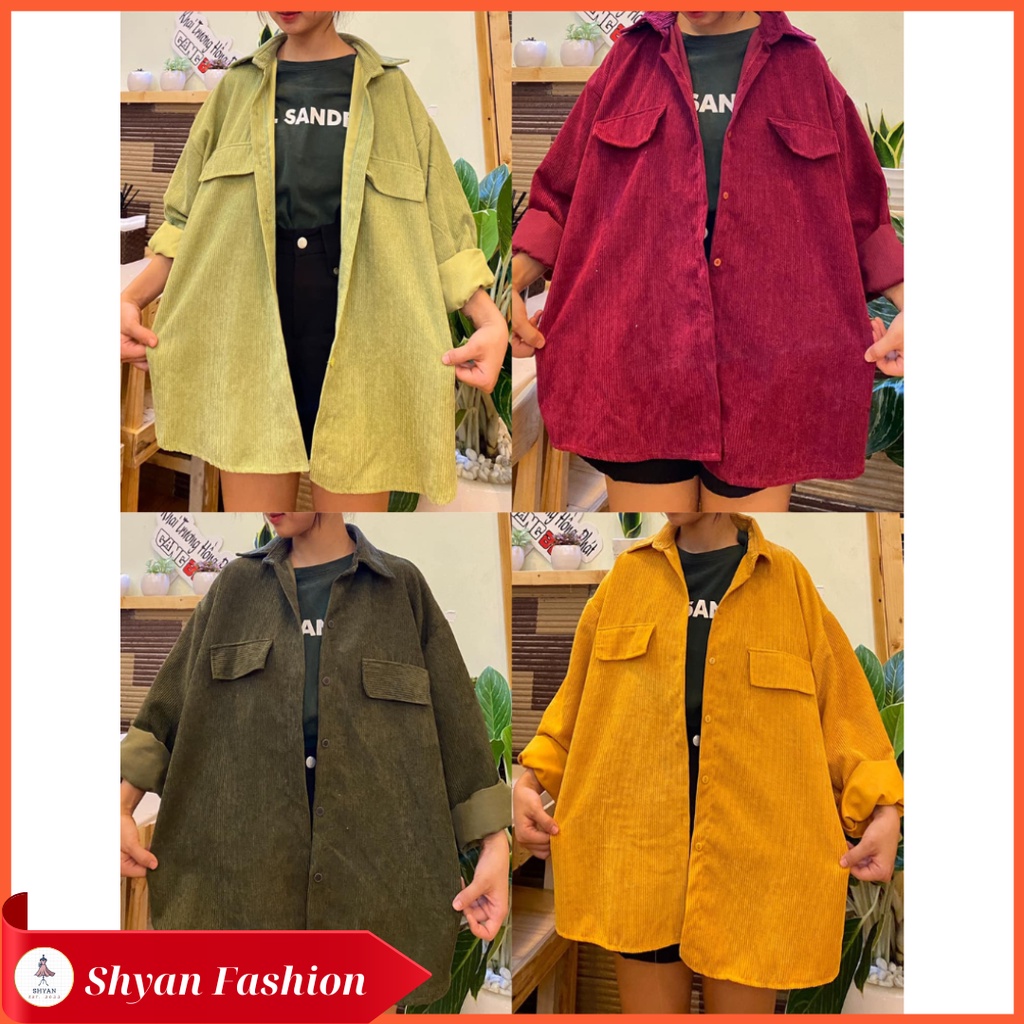 Áo sơ mi nhung tăm túi nắp hai bên Shyan Fashion free size