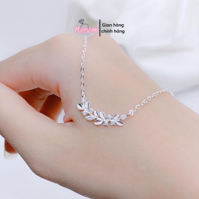 Dây chuyền nữ bạc ta, mặt cành nguyệt quế mix đá nhỏ, nhẹ nhàng xinh xắn  Mainomi Shop Bạc Xinh