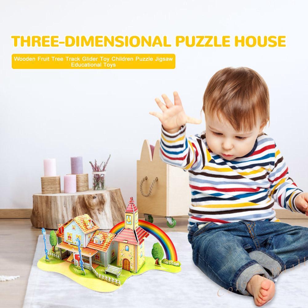 3D DIY House Puzzle Children Kids Educational Jigsaw Toy Handmade Toys Gift