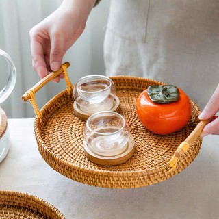 Khay mây tròn đựng bánh mỳ, đựng đồ ăn, đựng đồ picnic decor chụp ảnh đẹp mắt