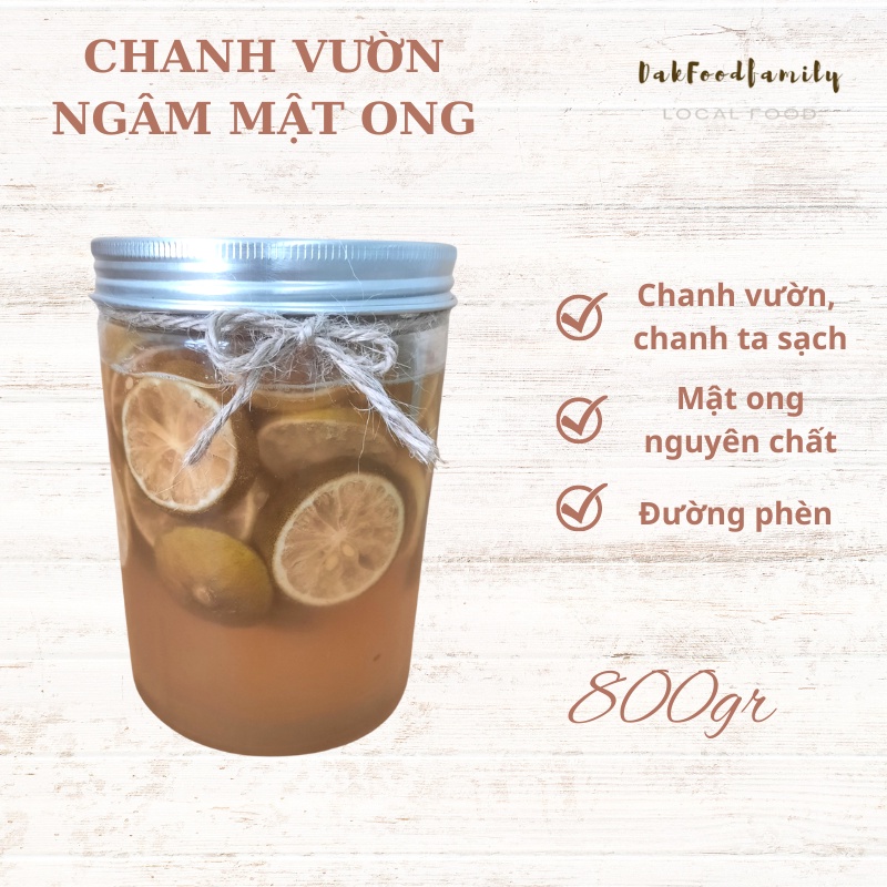 Chanh đào ngâm mật ong đường phèn Dakfoodfamily nhà làm, chanh vườn sạch