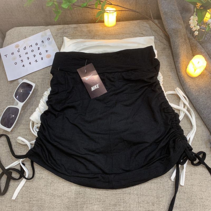 Chân váy ngắn RÚT DÂY 2 BÊN THUN LẠNH ôm body, có quần trong THƯƠNG90 SHOP