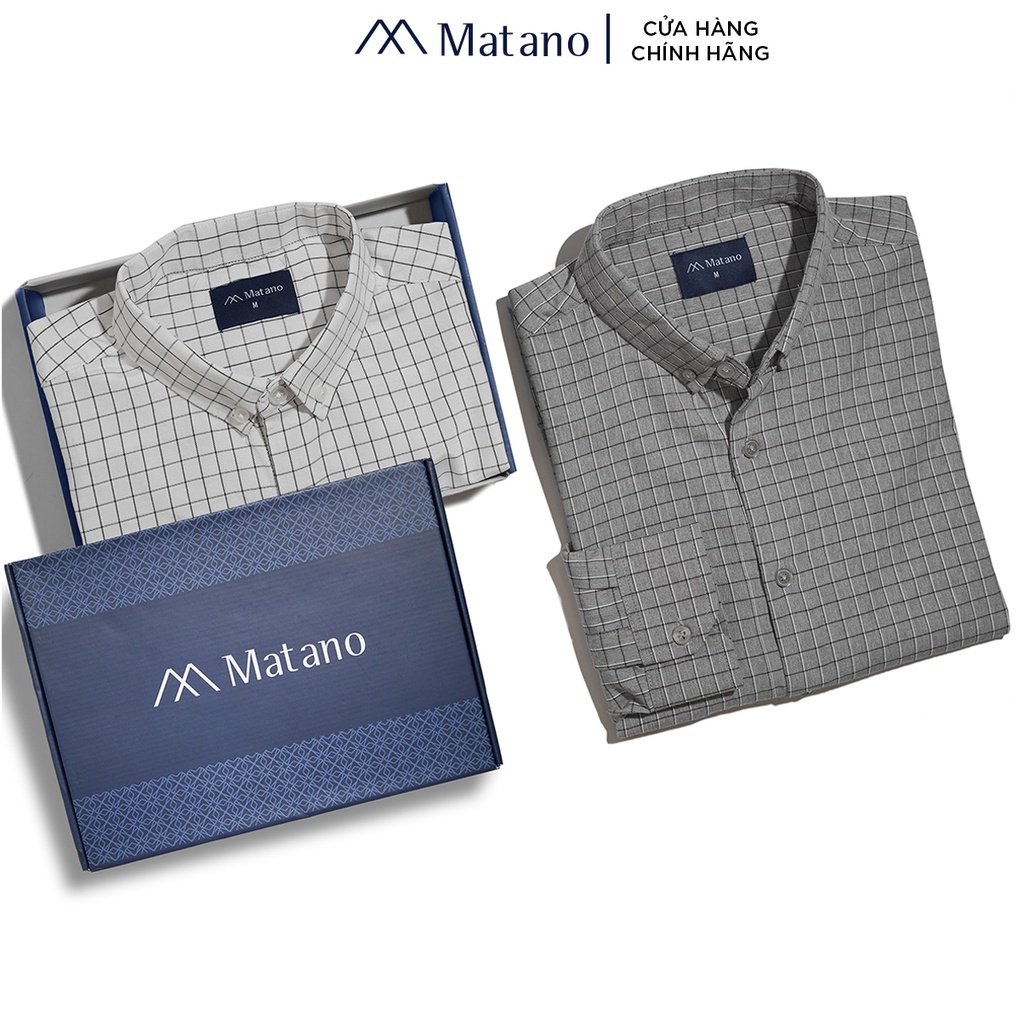 Áo Sơ Mi Kẻ Caro Nam MATANO SM073 tay dài form suông regular, vải cotton thấm mồ hôi, thoáng mát