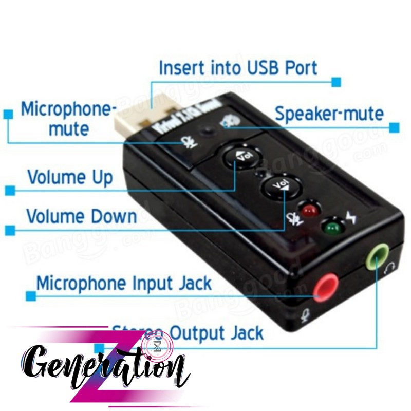 Usb sound 7.1 - bộ chuyển đổi cổng usb sang 2 jack Audio và mic