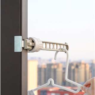 8-Hole Hanging Drying Rack Wall Mounted Space Saving Window Frame Clothes Holder Hanger