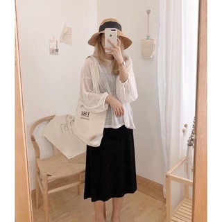 SET ĐẦM THUN MAXI + ÁO TRƠN TAY DÀI✌🏻