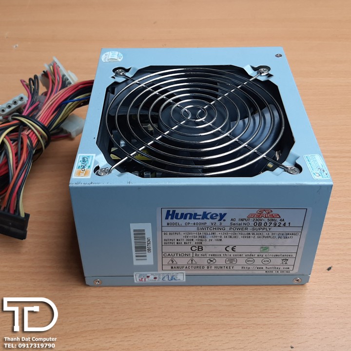 Nguồn máy tính Huntkey 400W công suất thực có nguồn phụ 6 pin - PSU Huntkey 400W cũ chính hãng