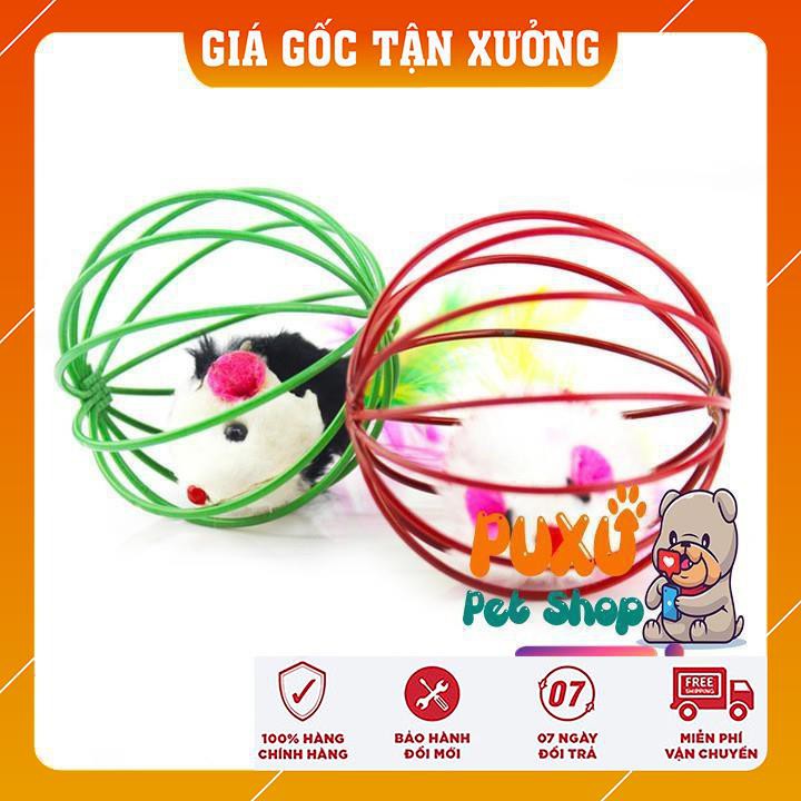 ĐỒ CHƠI CHO MÈO 😍𝗛𝗢𝗧 𝗦𝗔𝗟𝗘😍 con chuột  nhốt lồng , đường kính 6cm giảm Stress cho chó mèo