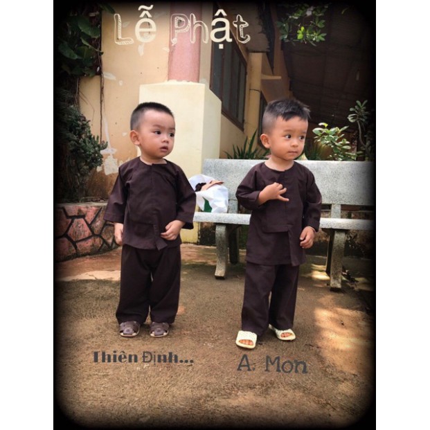 Đồ Lam Đi Chùa # Vạt Hò Cho Bé Vải Thoáng Mát # Quần Áo Bé Trai Gái - Đồ lam đi chùa - Set lam Phật tử