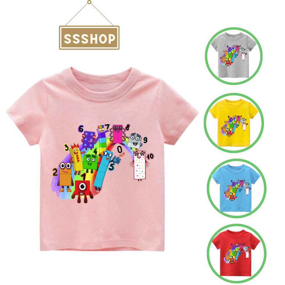 Áo thun trẻ em💖Áo cotton mát mịn họa tiết Hoạt Hình NumberBlock dễ thương cho bé trai và bé gái - SSSHOP 07