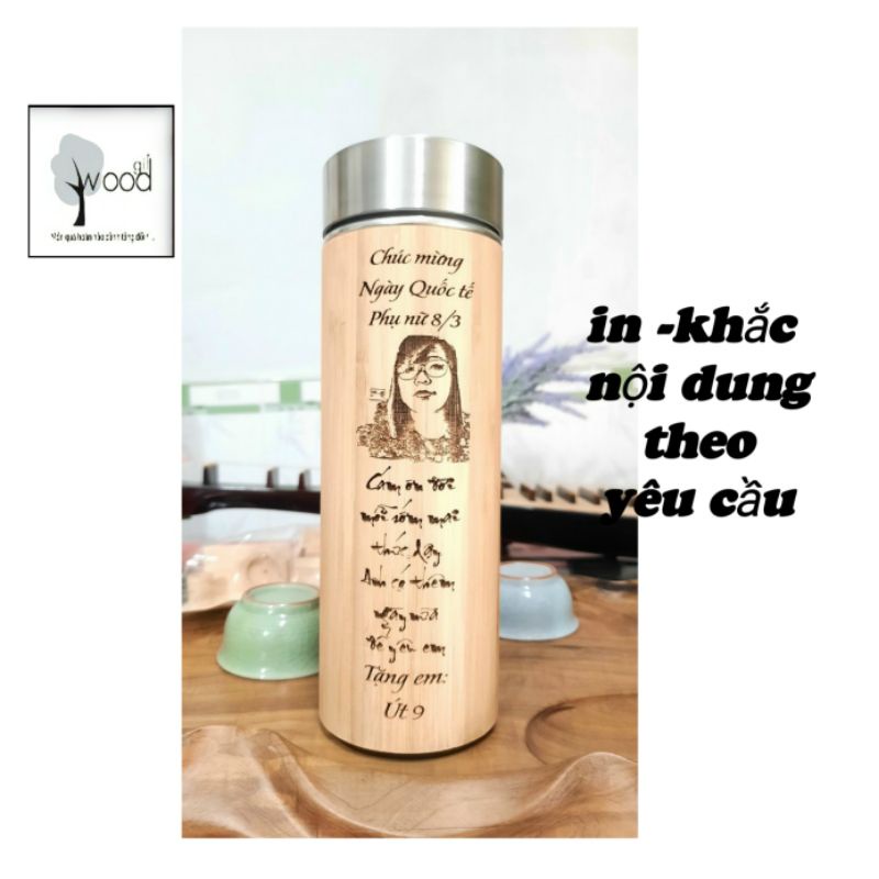 Bình nước giữ nhiệt gỗ đa năng khắc tên hình ảnh theo yêu cầu,làm quà tặng ý nghĩa cho người thân,bạn bè,đồng nghiệp..