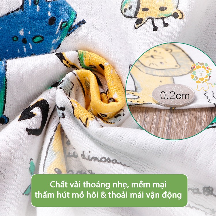 Quần áo bé trai mùa hè bộ cộc tay bé trai đồ bộ cho bé chất cotton giấy in hình động vật ngộ nghĩnh 2022