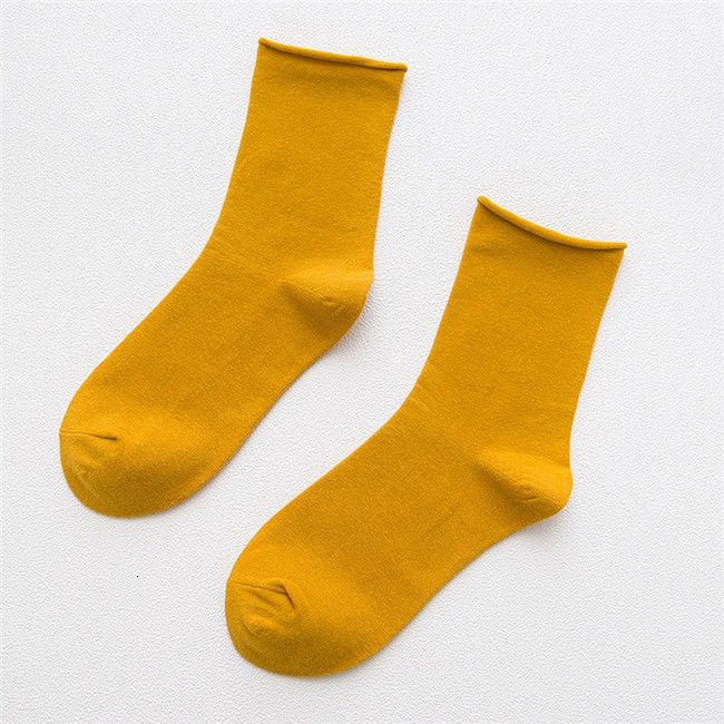 Vớ cotton cổ cao màu trơn thiết kế đơn giản thời trang Hàn Quốc cho nữ
