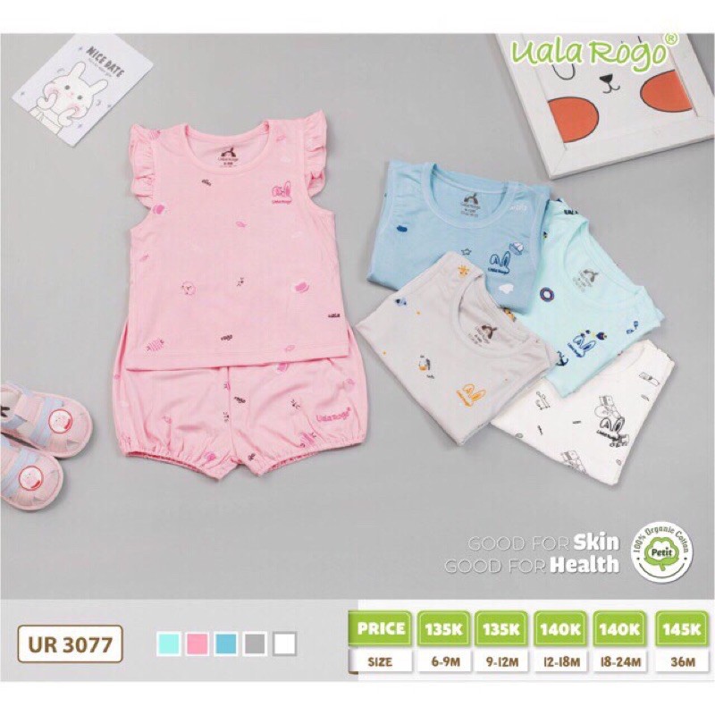 Bộ quần áo Ba lỗ Ualarogo 6-9m/9-12m/12-18m