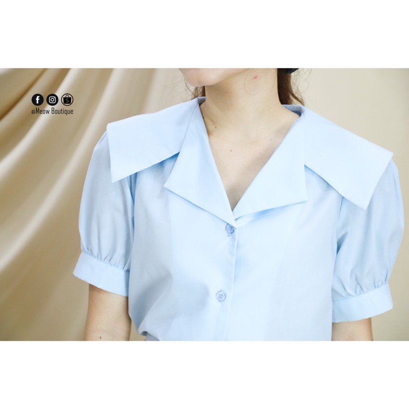Sơ mi cổ Danton thuỷ thủ tay ngắn Meow Boutique