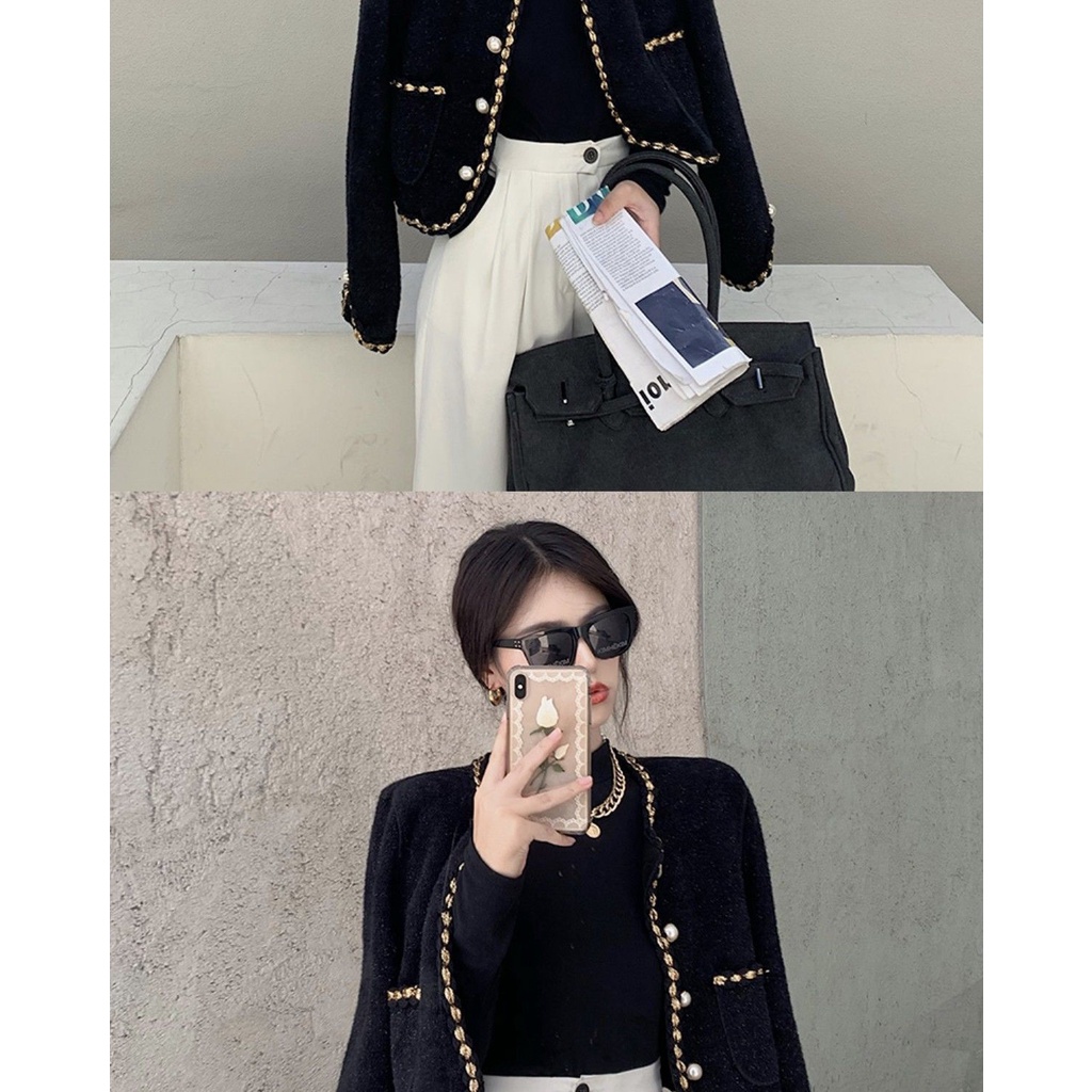 Áo khoác dáng ngắn phong cách retro trưởng thành thời trang thu đông đi làm dành cho nữ