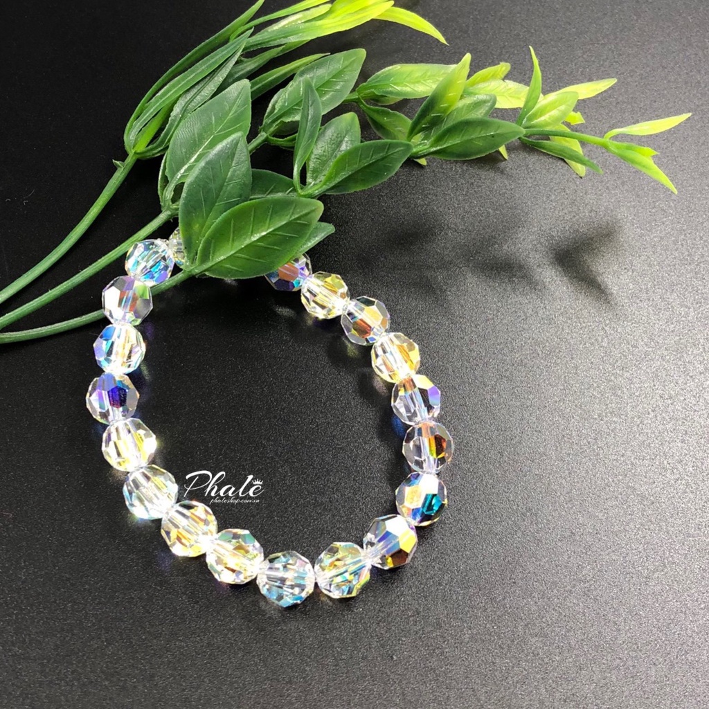 Vòng Tay Pha Lê Tròn Trắng 08mm Được Thiết Kế Từ Pha Lê Swarovski