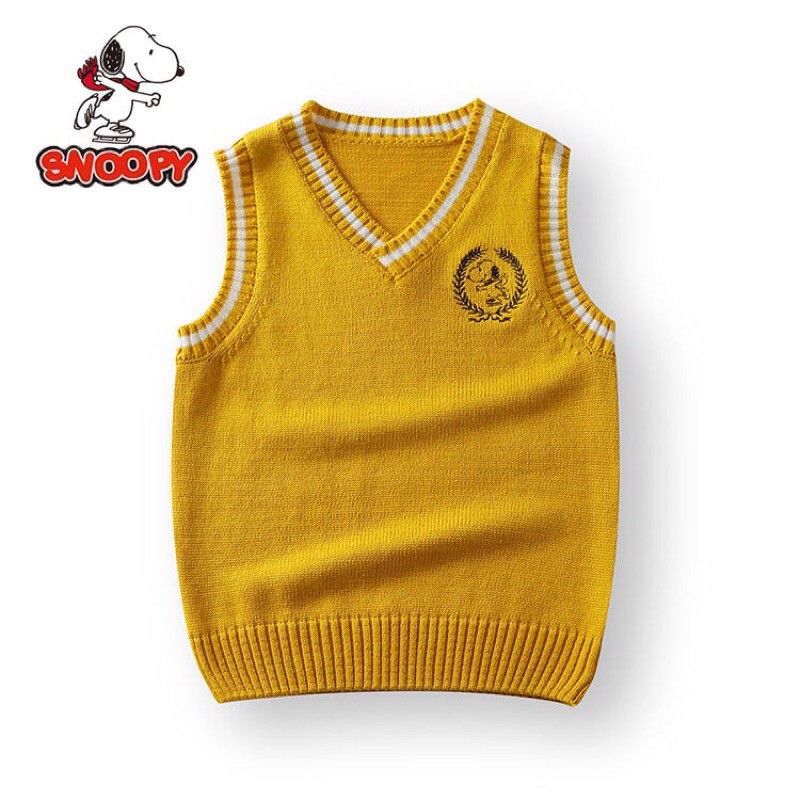 Áo gile len cho bé trai, bé gái hãng Snoopy (sẵn trắng 100/120/150, vàng 140)