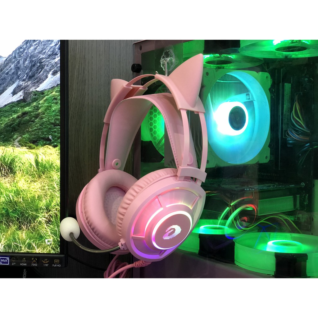 Tai Nghe Mèo Màu Hồng DAREU EH469 - Gaming 7.1 LED RGB Màu Pink Chính Hãng -Máy Tính 2T