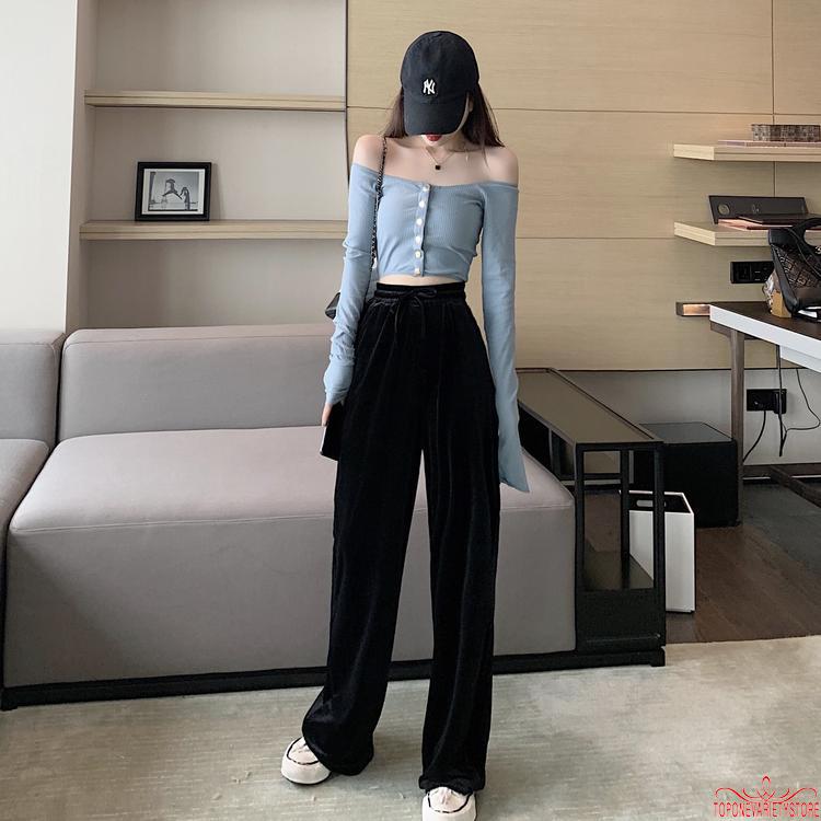 Áo Thun Nữ Dài Tay Trễ Vai Màu Trơn Quyến Rũ