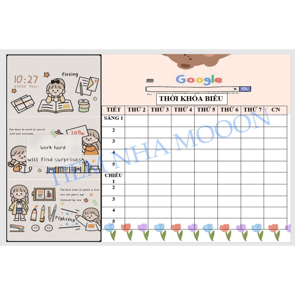 Thời khoá biểu hoạt hình nhiều mẫu