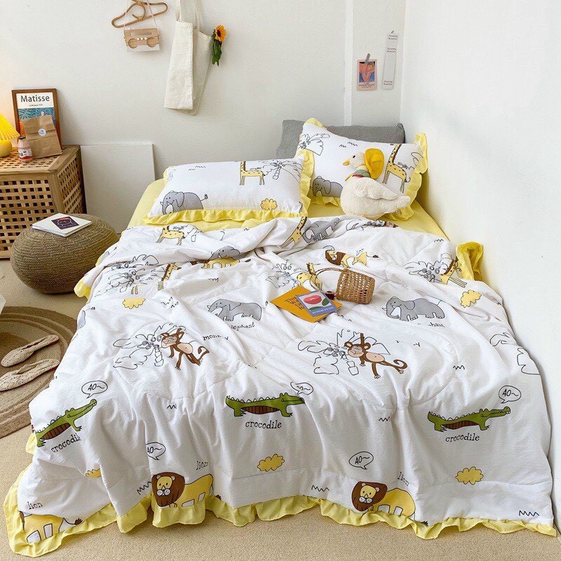 Hàng Hè ! Bộ Chăn Hè + Ga gối Đũi phối Viền Rèm BÈO Siêu Xinh -> Được Chọn mẫu + size