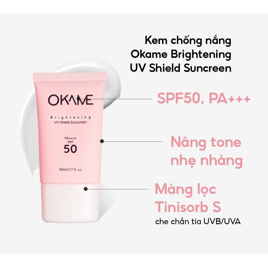 Kem Chống Nắng Nâng Tone Dạng Sữa Okame Brightening UV Shield Sunscreen SPF 50/PA++++