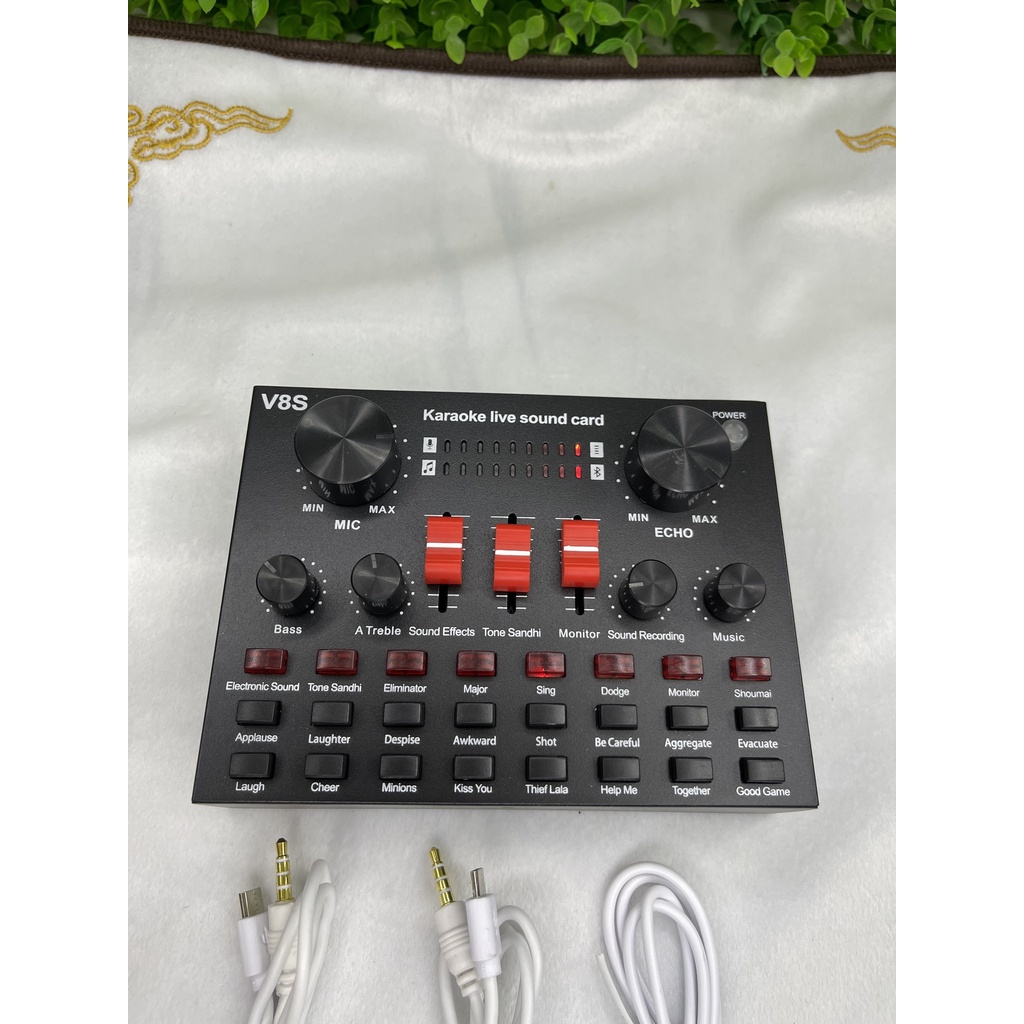 Sound Card V8S Tích Hợp Bluetooth. Chế Độ Autotune, Giả Giọng Người Già Trẻ Em,Dễ Dàng Sử Dụng. Bảo Hành 12 Tháng