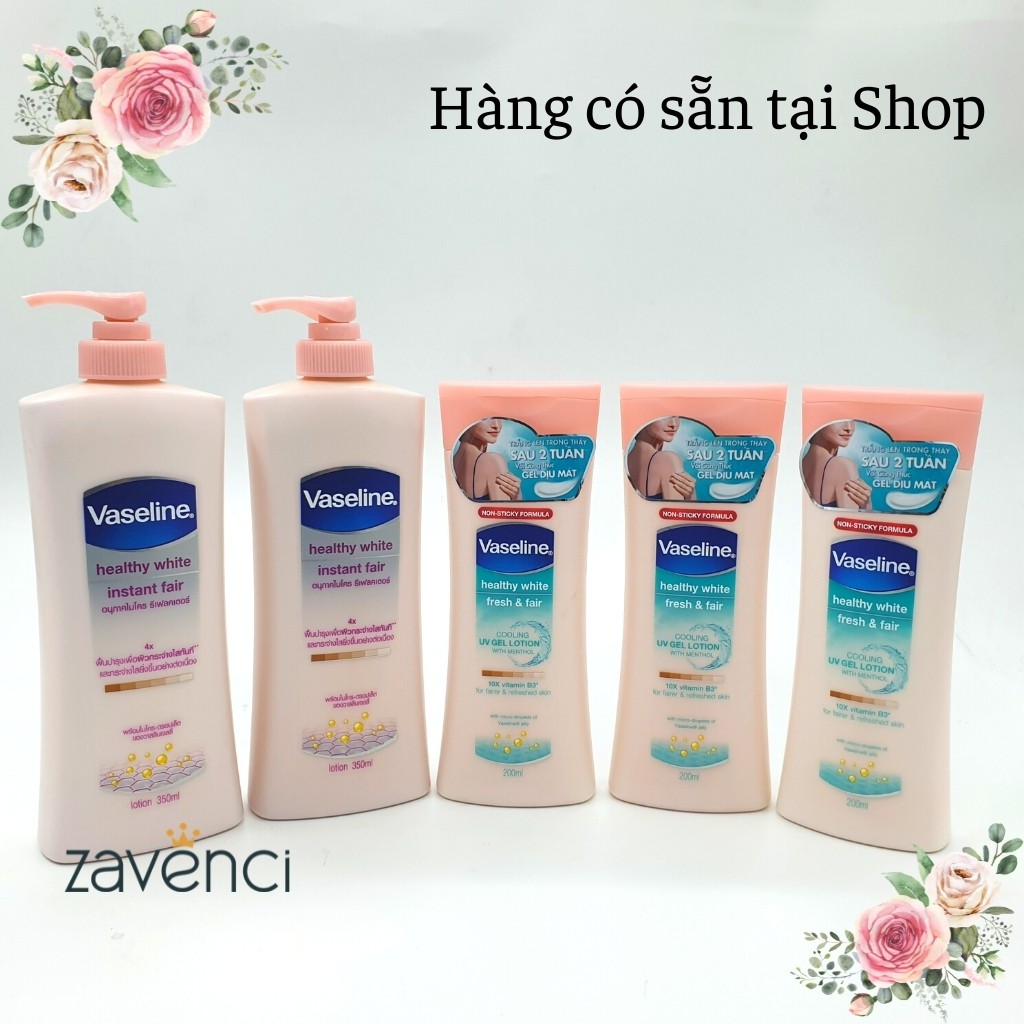 Sữa Dưỡng Thể VASELINE Kem Dưỡng Trắng Da Toàn Thân Healthy White Nâng Tông Mềm Mịn Da (350ml)