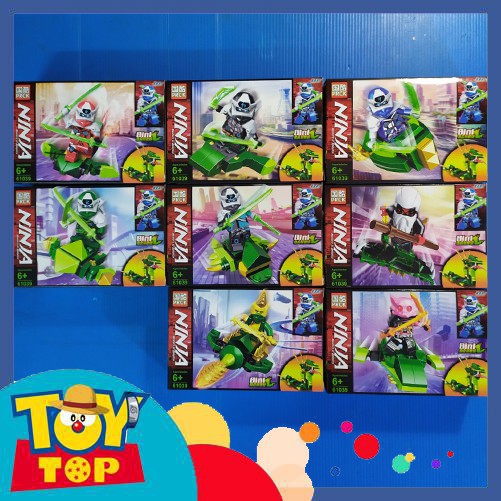 Đồ chơi lắp ráp ninja SS12 Digi mini Jay Zane Kai LLoyd Nya tấn công rắn xanh xếp hình PRCK 61039