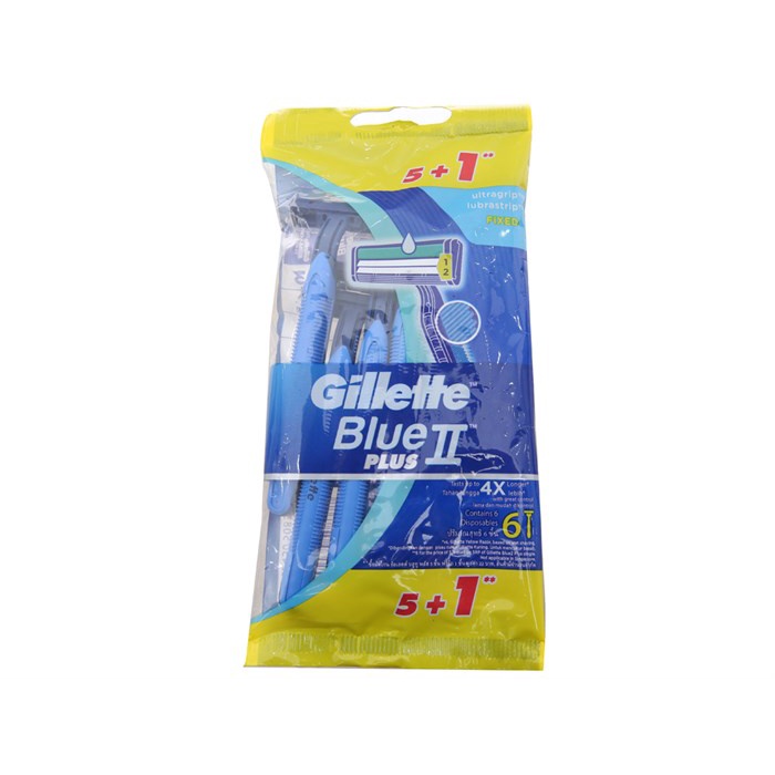 Dao cạo râu 2 lưỡi GILLETTE Blue II Plus - đồ cạo râu 6 Cây - Xanh