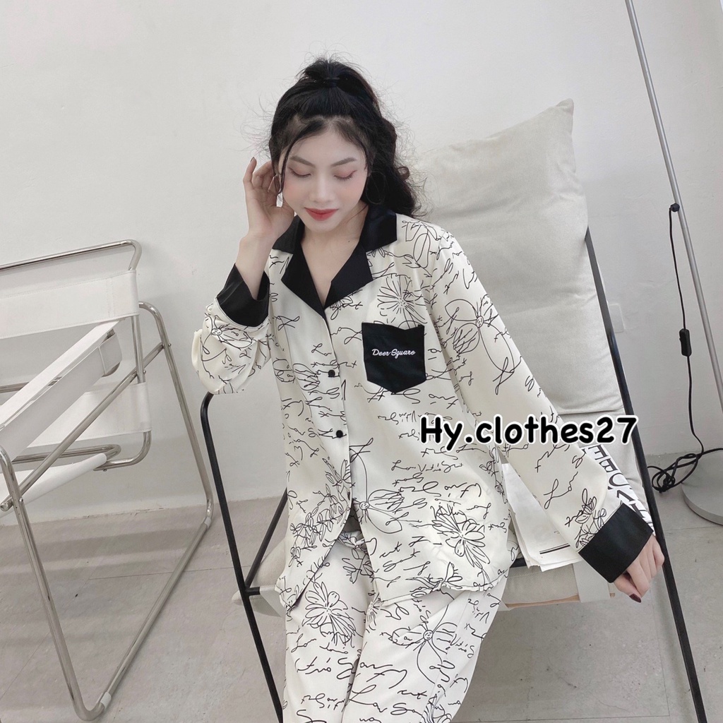 BỘ NGỦ LỤA DÀI TAY mango hoạ tiết / pyjama tay dài