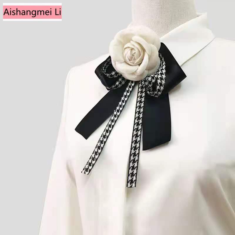 Phụ Kiện Nơ Cài Áo Họa Tiết Hoa Trà Phong Cách Hàn Quốc Dễ Thương
