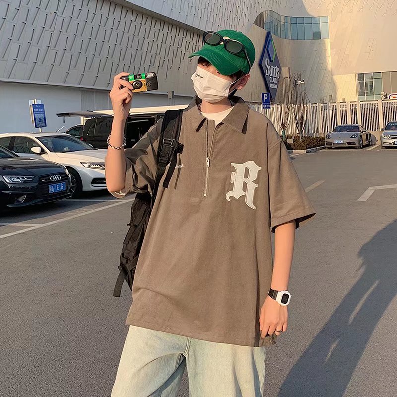 Áo Polo Nam Tay Ngắn Thời Trang Hàn Quốc Sành Điệu Cho Nữ Fashion Bigsize Simple áo Phông nam Dây Kéo áo thun Unisex From Rộng