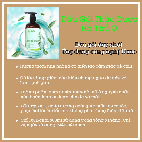 Dầu Gội Thảo Dược Hà Thủ Ô 2in1 Giảm Rụng Tóc Bạc Tóc Giúp Tóc Chắc Khỏe, CoCayHoaLa Chai 450g