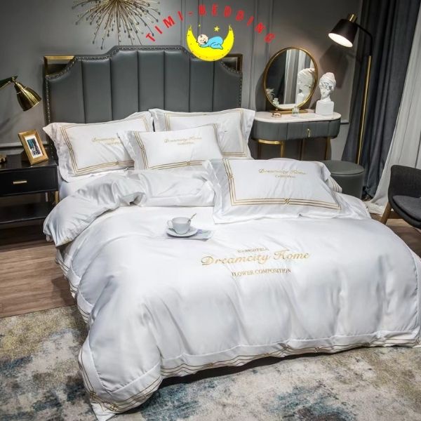 Bộ chăn ga gối lụa dreamcity home cao cấp, mềm mại, mái mẻ 4 món – Timibedding