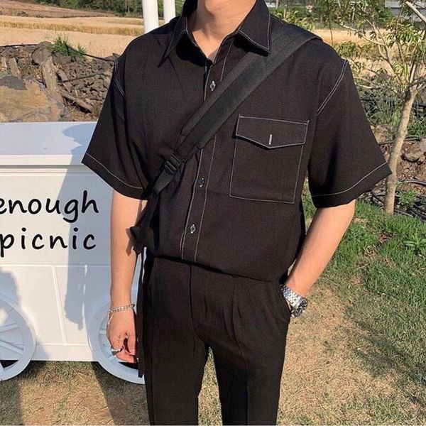 Sơmi Viền Chỉ màu ĐEN/TRẮNG ❤️/Nam nữ Unisex/FREESHIP 99K ❤️