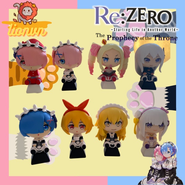 Keycap lẻ hình Nhân Vật Rem and Ram Anime RE:ZERO Chibi siêu dễ thương Lionvn